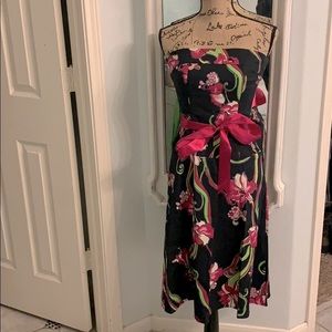 Strapless Floral MIDI Dress